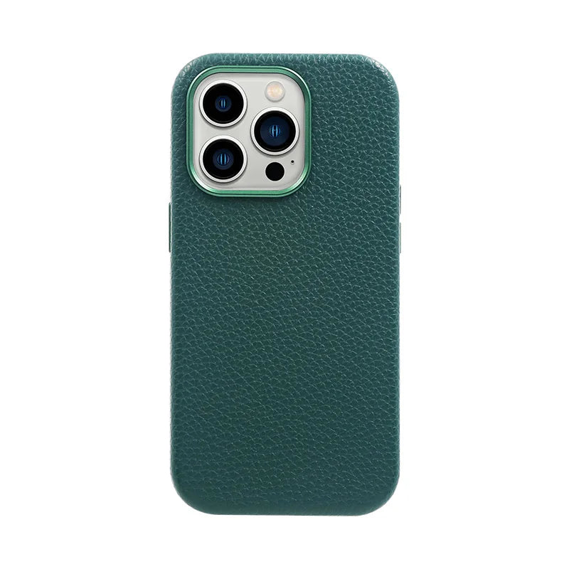 Pebble Grain Leather Case with MagSafe® Green