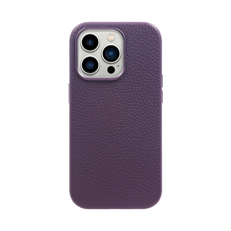 Pebble Grain Leather Case with MagSafe® Purple