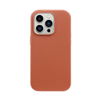 Pebble Grain Leather Case with MagSafe® Orange