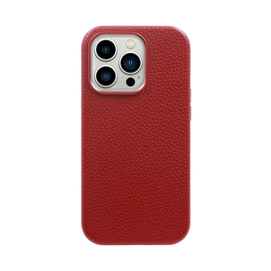 Pebble Grain Leather Case with MagSafe® Red