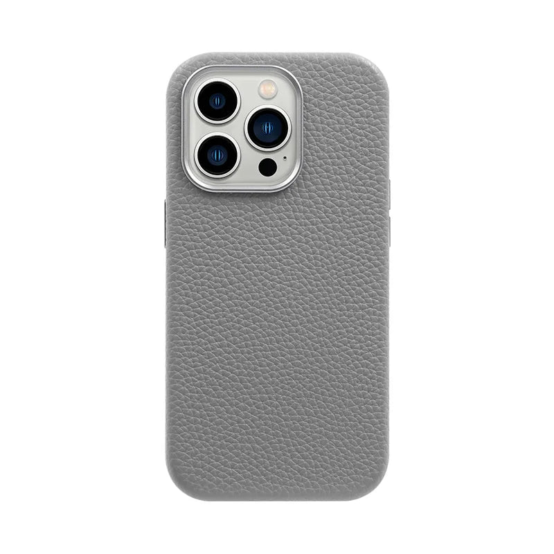 Pebble Grain Leather Case with MagSafe® Gray